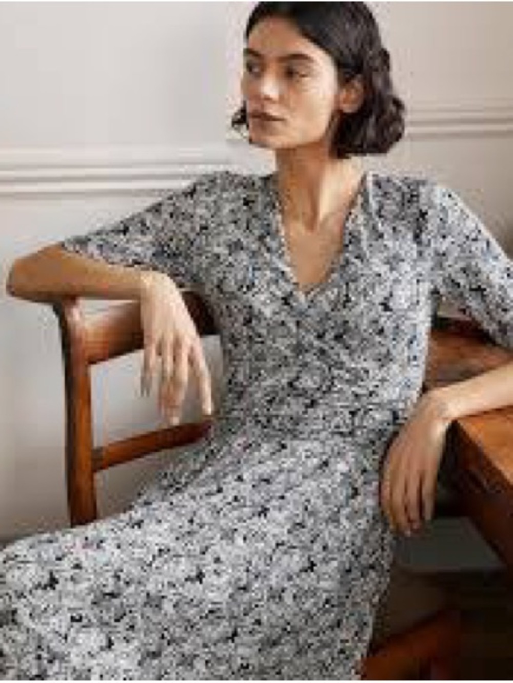 Boden Ruched Waist Jersey Midi Dress Sz 12